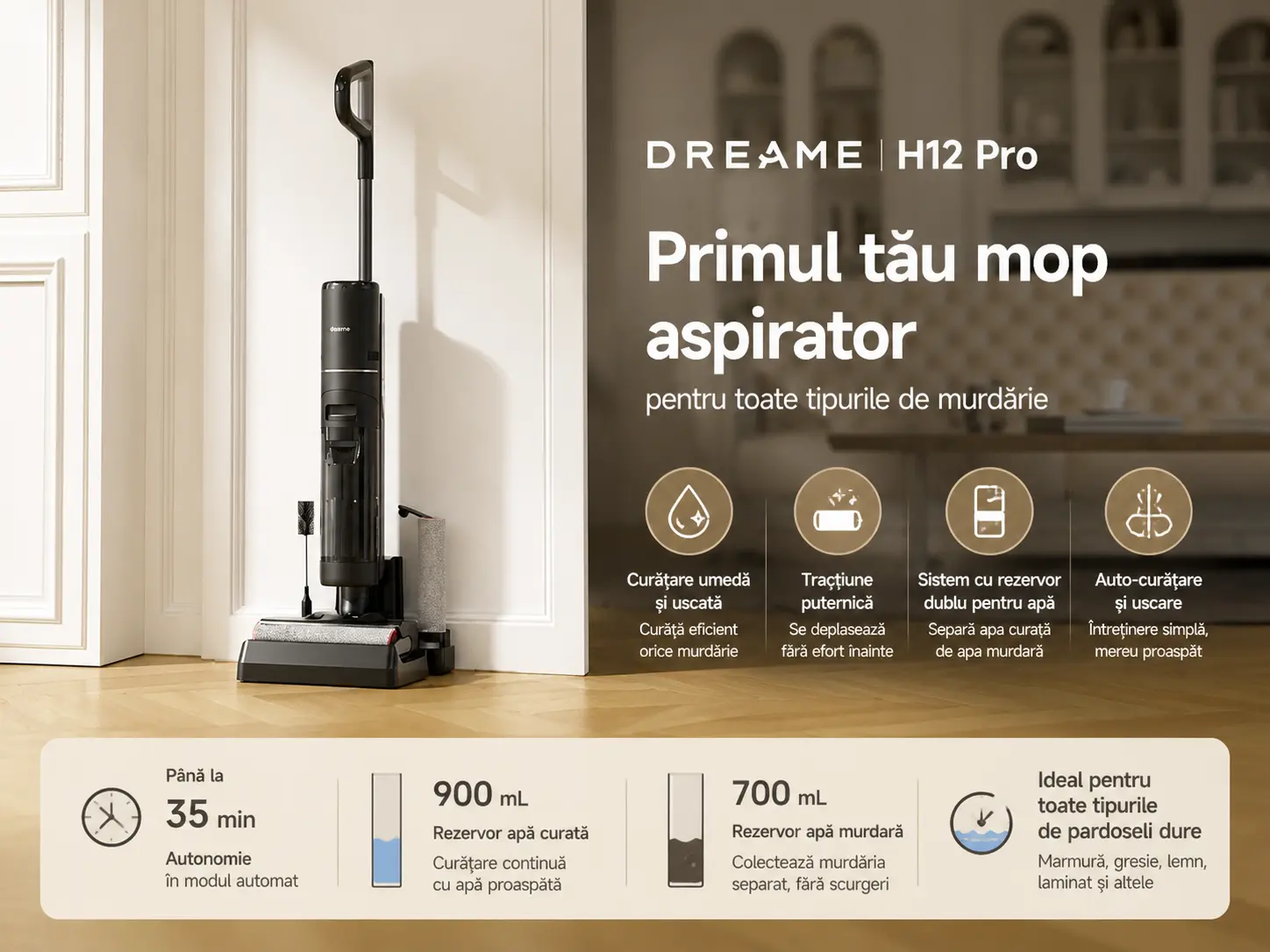 Detaliu produs — aspirator vertical cu mop, imagine 1