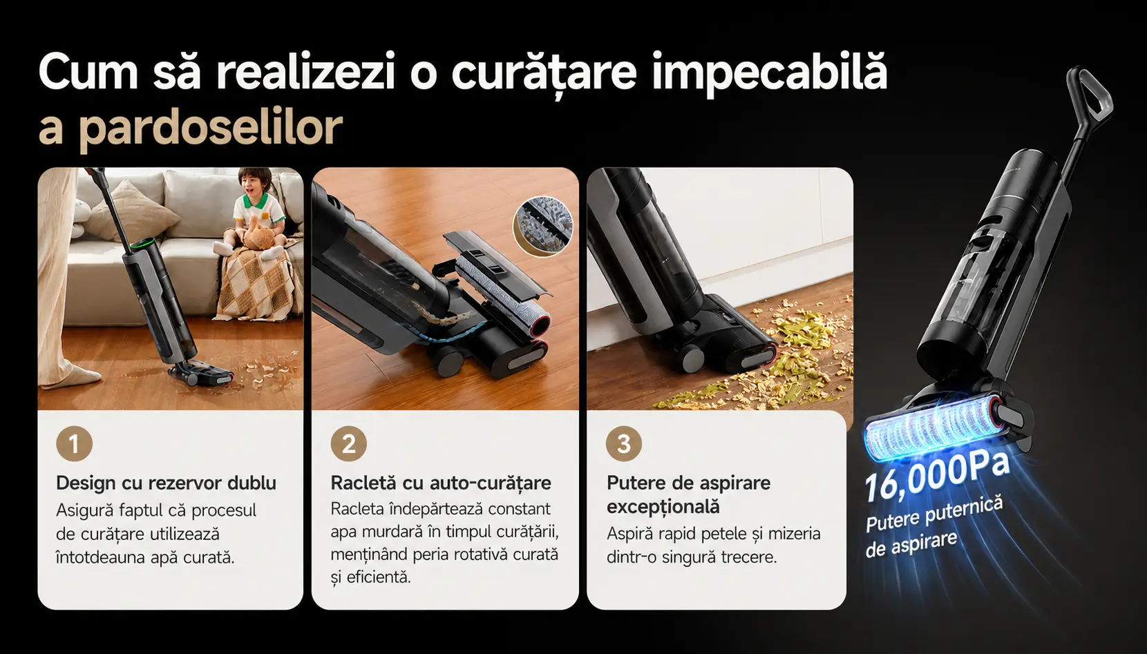 Detaliu produs — aspirator vertical cu mop, imagine 2