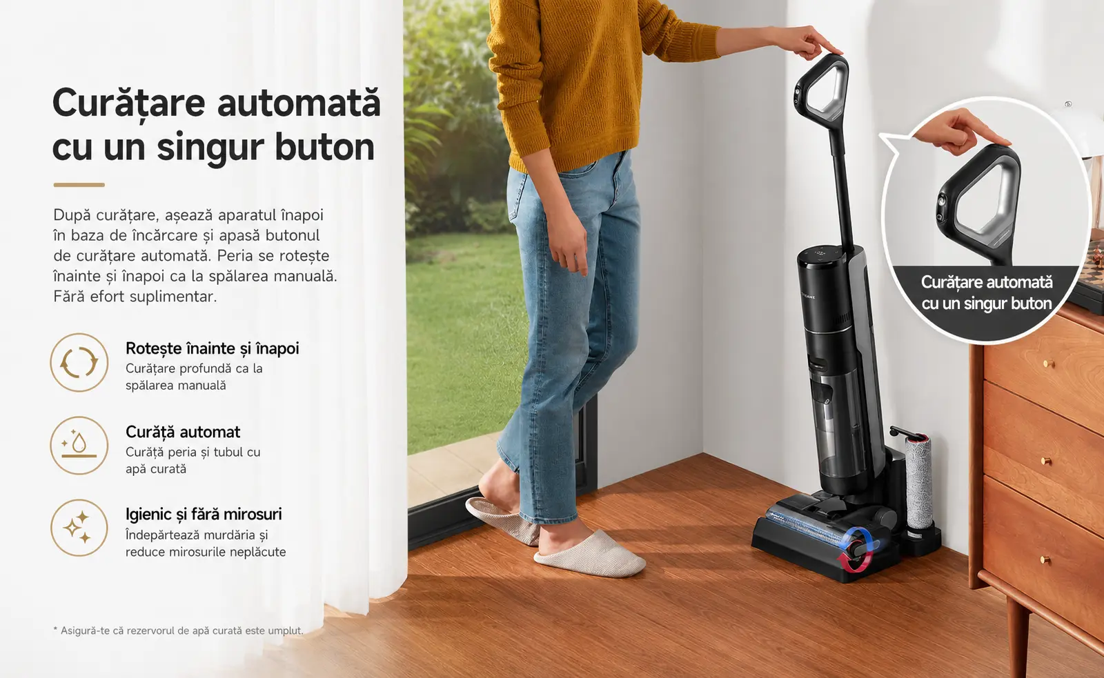 Detaliu produs — aspirator vertical cu mop, imagine 3